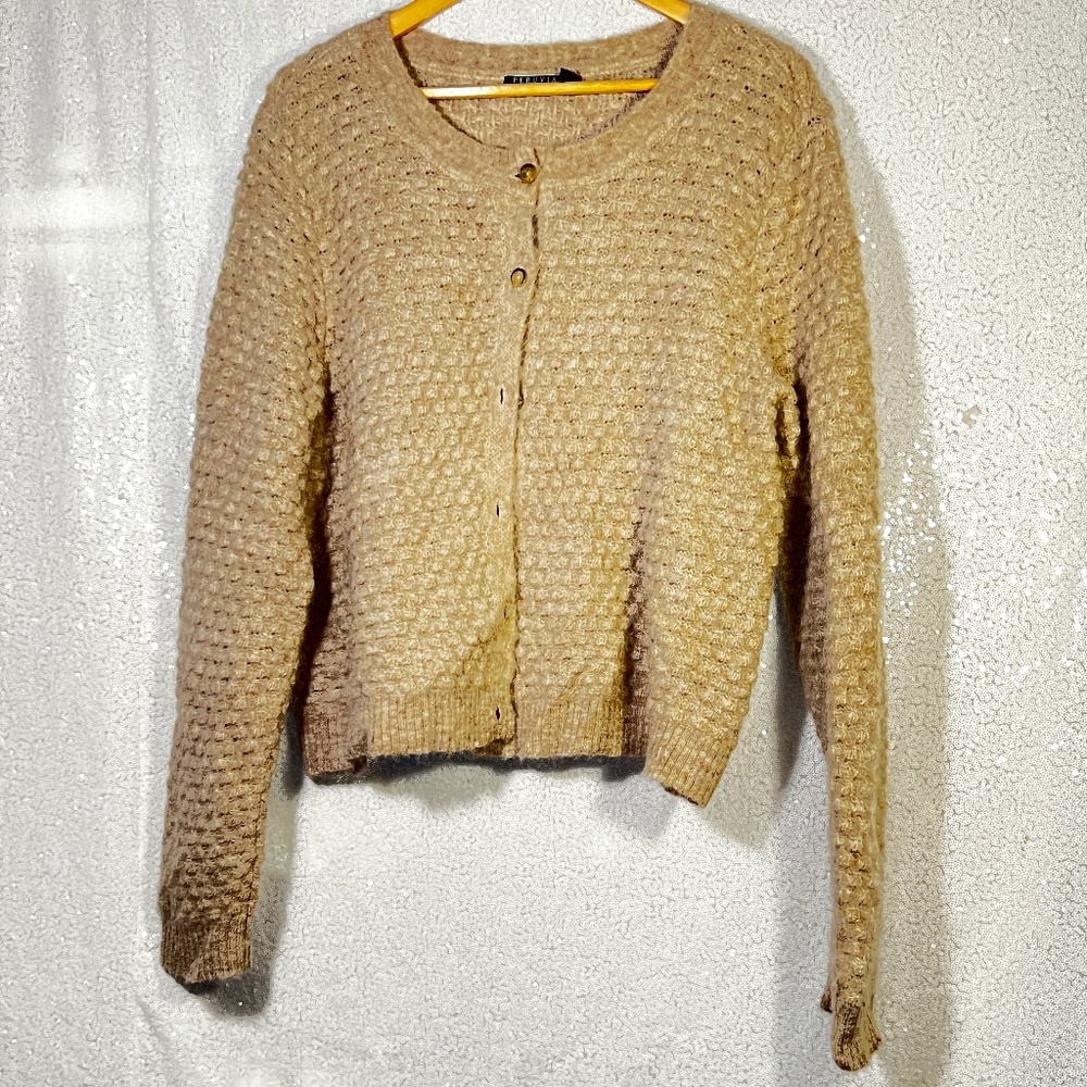 Peruvian Connection Ladies Size XL Baby Alpaca Blend Cozy Neutral Cardigan